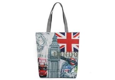 City Themed Cotton Zipper Tote Bag