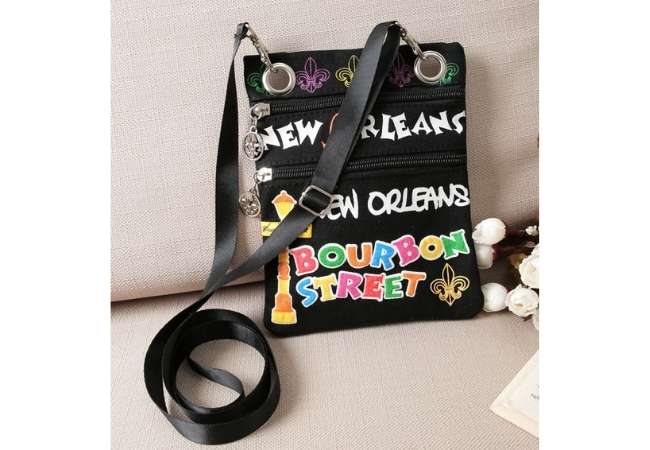 Cotton Shoudler Bag with Double Zippers