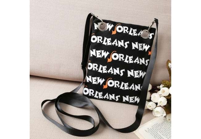 Cotton Shoudler Bag with Double Zippers