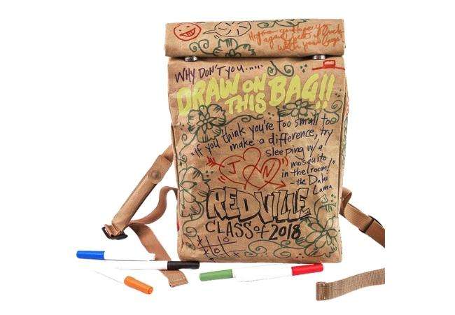 Washable Kraft Paper Draw Backpack Bag