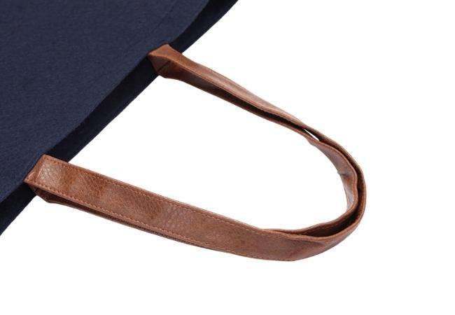 Customized Logo Felt Bag with PU Leather Handle