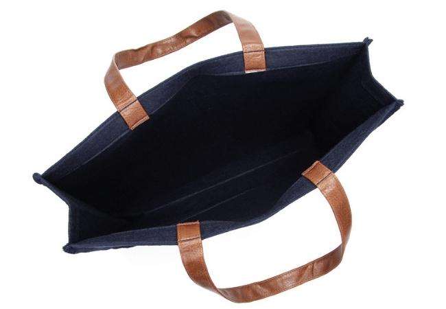 Customized Logo Felt Bag with PU Leather Handle