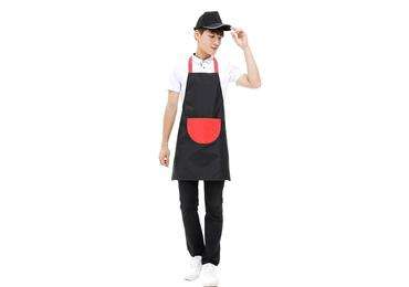 Contrast Color Polyester Apron with Pocket