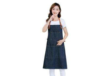 Durable Satin Resistant Denim Apron with Adjustable PU Halter