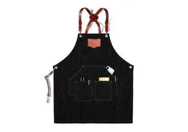 Adjustable Denim Working Apron with Cross PU Leather or Printed PP Strap