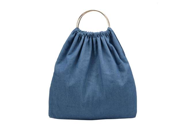 Custom Denim Woman Tote Bag with Mentallic Handle