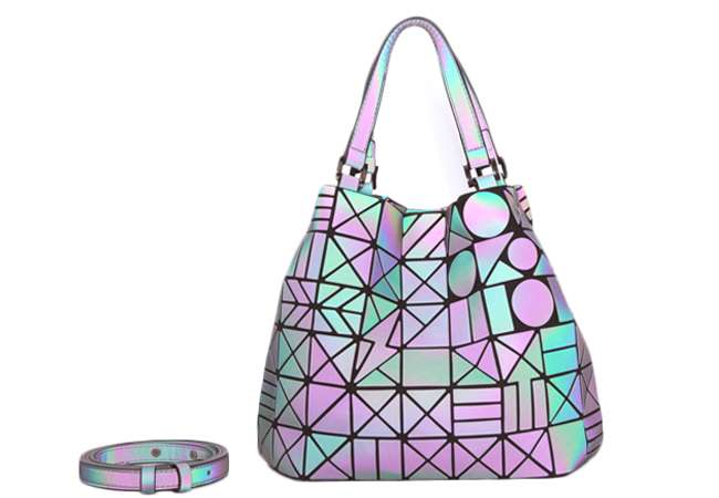 Luminous Geometrical PU Woman Tote Bag