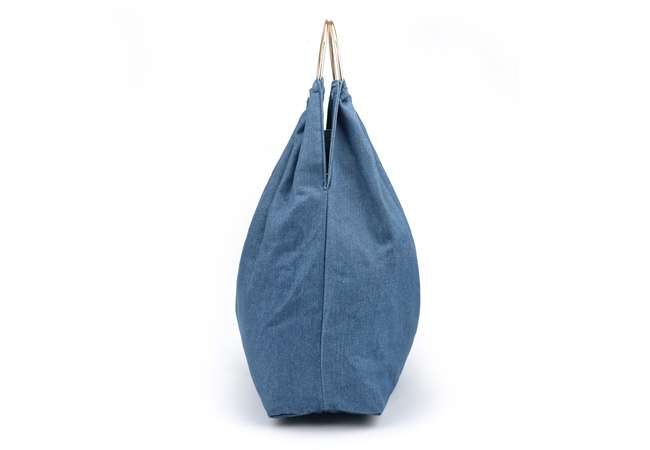 Custom Denim Woman Tote Bag with Mentallic Handle
