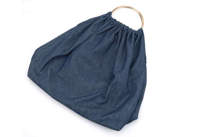 Custom Denim Woman Tote Bag with Mentallic Handle