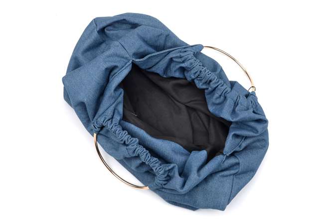 Custom Denim Woman Tote Bag with Mentallic Handle