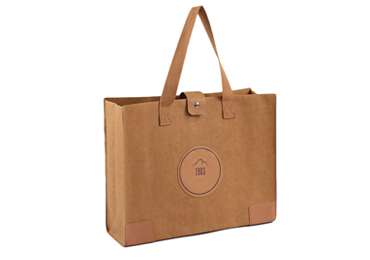 Customized Debossed Logo Washable Kraft Paper Shopping Bag