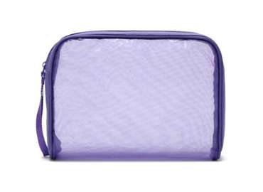 Purple Clear Mesh Cosmetic Zipper Bag